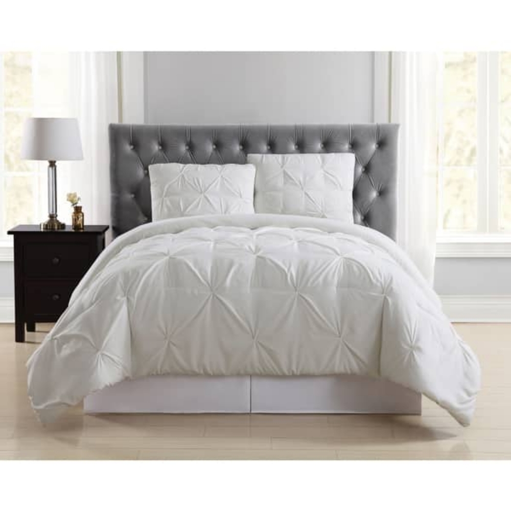Truly Soft Pinch Pleat Solid 3-piece King Comforter Set